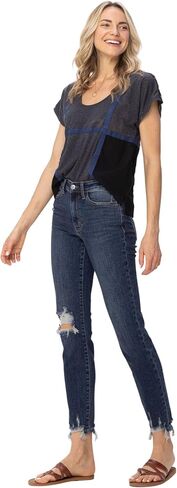 Judy Blue Women's Mid-Rise Chopped Hem Relaxed Fit Jeans in Saudi Arabia