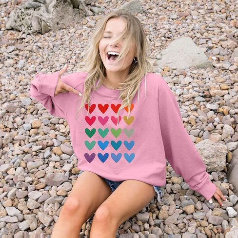 KIMSOONG عيد الحب بلوزات للنساء الحب البلوز مضحك عيد الحب قمصان الحب القلب البلوز كلمات المحملة القمم in Kuwait