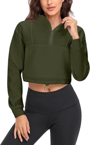 سترة Tanst Sky النسائية بربع سحاب مقصوص وأكمام طويلة وحاشية برباط وخفيفة الوزن ومريحة in Kuwait