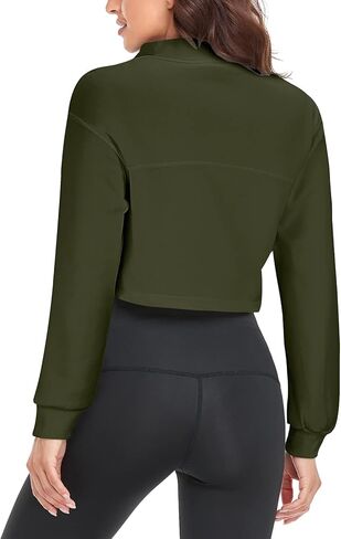 سترة Tanst Sky النسائية بربع سحاب مقصوص وأكمام طويلة وحاشية برباط وخفيفة الوزن ومريحة in Kuwait