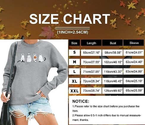 MNLYBABY Halloween Cat Sweatshirt Women Funny Cat Ghost Graphic Shirt Gifts Spooky Long Sleeve Crewneck Shirt Tops in Kuwait