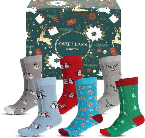 Winter Fun Sock Collection: 6-Pair Pack of Fragrant Festive Christmas Holiday Footwear, Designer Apparel for Men, US 1 Size Fits All 7-12 in Saudi Arabia