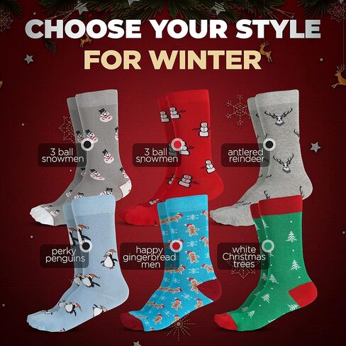 Winter Fun Sock Collection: 6-Pair Pack of Fragrant Festive Christmas Holiday Footwear, Designer Apparel for Men, US 1 Size Fits All 7-12 in Saudi Arabia