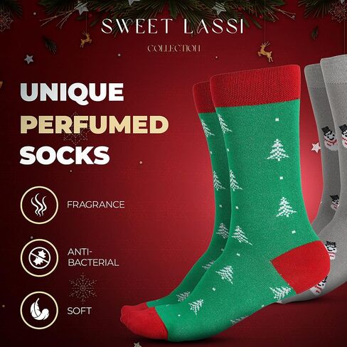 Winter Fun Sock Collection: 6-Pair Pack of Fragrant Festive Christmas Holiday Footwear, Designer Apparel for Men, US 1 Size Fits All 7-12 in Saudi Arabia