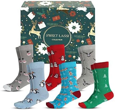 Winter Fun Sock Collection: 6-Pair Pack of Fragrant Festive Christmas Holiday Footwear, Designer Apparel for Men, US 1 Size Fits All 7-12 in Saudi Arabia