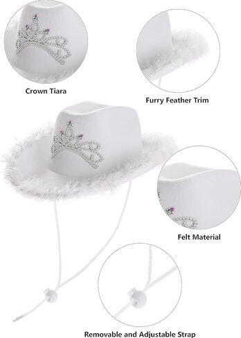 قبعة رعاة البقر من LINOCOUTON مع ريش تاج التاج للبالغين والنساء والفتيات in Kuwait