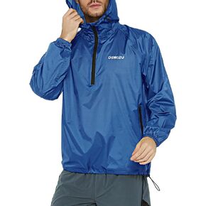 DEMOZU Men's Lightweight Running Cycling Rain Jacket Packable Hooded Windbreaker Jacket