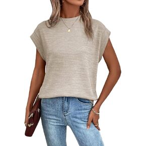 Womens Summer Cap Sleeve Tops Trendy 2024 Short Sleeve Shirts Fashion Cute Print Loose Fit Tee Shirts Blouses