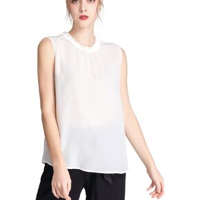 Womens 6A Grade Silk Tops Sleeveless Mulberry Silk Blouse Elegant Silk Casual Tank/T Shirts