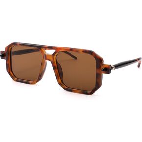 NULOOQ Vintage Aviator Sunglasses for Women – Men Retro 70s Flat Square Sun Glasses Trendy Stylish Shades