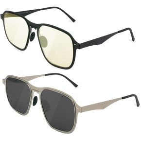 , Ultra Thin Metal Blue Light Block with Night Driving Photochromic Sun and Sunglasses (Combination of 2 Packs)