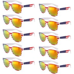 YQVIE Bulk American Flag Sunglasses Retro 90s Style Sunglasses for Men Women Independence Day Party Supplies UV400 Protection