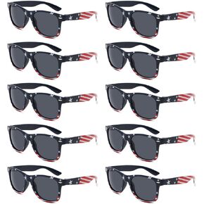 YQVIE Bulk American Flag Sunglasses Retro 90s Style Sunglasses for Men Women Independence Day Party Supplies UV400 Protection