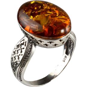 Sterling Silver and Baltic Honey Amber Ring Alaina
