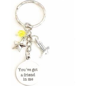You've Got a Friend in Me Toy Story Woody Accessories Silver Charm Keychain Gift of Friendship and Love | Merchandise for Men and Women