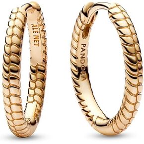 PANDORA Moments Small Charm Hoop Earrings - Compatible with PANDORA Moments Charms - 14k Gold Plated Snake Chain Charm Earrings for Women - Gift for Her - With Gift Box - 18 mm in Kuwait