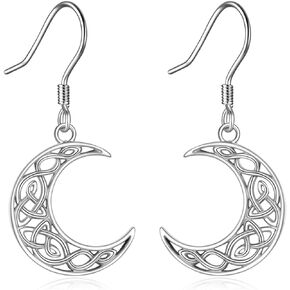 SHEAISRS Moon Star/Black Cat/Cow/Eye of Horus/Filigree/Cross Leverback Earrings for Women Sterling Silver Dangle Earrings for Girls Celtic Earrings Birthday Gifts