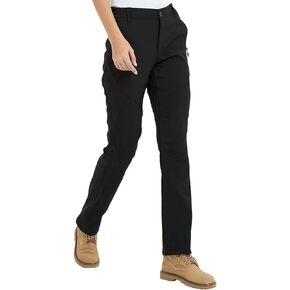 JOMLUN Women's Outdoor Hiking Pants Fleece Slim Soft Shell Snow Ski Pants Waterproof Windproof Winter