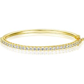 Gemsme Circle Cubic Zirconia Bangle,18K Yellow Gold Plated 3mm Cubic Zirconia Bracelet Bangle for Women
