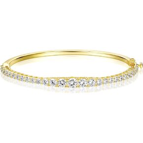 Gemsme Circle Cubic Zirconia Bangle,18K Yellow Gold Plated 3mm Cubic Zirconia Bracelet Bangle for Women