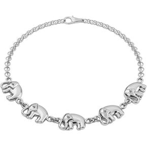 Shop LC Elephant Link Bracelet for Women 925 Sterling Silver Animal Charms Size 7.25" Birthday Gifts