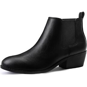 MIXIN Chelsea Boots Women Fashion Ankle Booties Classic Low Heel Side Zip Shoes for Women Black Brown