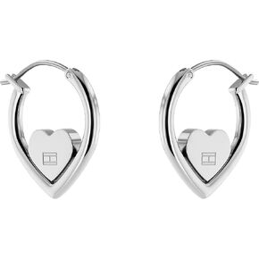 Tommy Hilfiger Women's Jewelry Hoop Heart Earrings, Color: Silver (Model: 2780556) in Saudi Arabia
