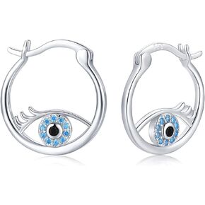 Evil Eye Earrings 925 Sterling Silver Blue Evil Eye Huggie Hoop Earrings Evil Eye Jewelry Gifts Birthday Valentine's Day Christmas for Women Girls