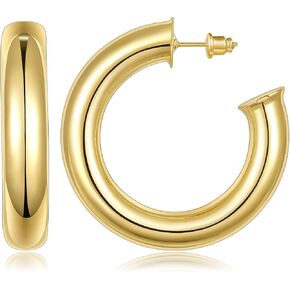 أقراط كيسيان الذهبية للنساء، 14 قيراط مطلية بالذهب مفتوحة أنبوبية سميكة وخفيفة الوزن أقراط عصرية هدايا مجوهرات مكتنزة in Kuwait