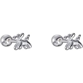 20G Tiny Cute Dog Ball Earrings for Women Girls 925 Sterling Silver Hypoallergenic Ear Piercing Stud Cartilage Tragus Screw Back Dainty Small Earring Lovely Jewelry Gifts for Daughter Niece