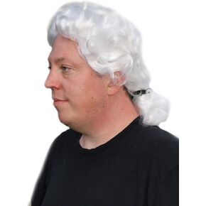 Men's White Colonial Wig | White Colonial Style Costume Wig w/ Ponytail in Kuwait