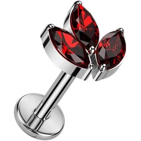 Pierced Owl 16GA F136 Implant Grade Titanium Internally Threaded CZ Crystal Marquise Top Flat Back Stud