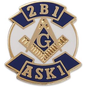 2B1ASK1 Square & Compass Masonic Lapel Pin - [Blue & White][3/4'' Tall]