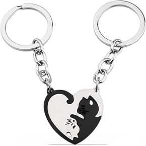 EASTERUP Couple Gift Keychains,2PCs Cute Cat Matching Gift for Valentine's, Christmas, Anniversary, Birthday, New Year - Ideal for Girlfriend, Boyfriend, Husband, Wife, Friend Small Gifts