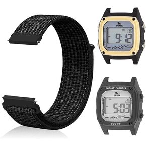 Replacement Nylon Band Compatible with Freestyle Shark Classic Watch, Adjustable Quick-drying Strap for Shark Classic Leash & Clip Watch（Watch Not Included）, Black,S/M