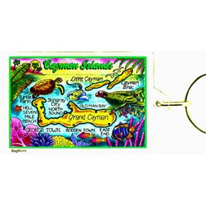 Cayman Islands Map Acrylic Rectangular Souvenir Keychain 2.5" X 1.5"