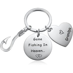 Fishing in Heaven Grandpa Memorial Keychain,Sympathy Keyring Gifts, Loss of Grandfather Gift, Grandpapa Remembrance Gift, Grandpa Bereavement Condolence Keepsake in Kuwait
