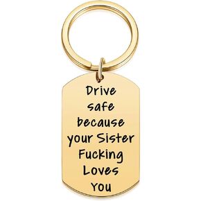 MIXJOY Drive Safe Keychain Gifts for Sister from Sisters, Brother New Driver Gifts, Birthday Graduation Keyring for Teens