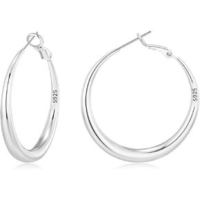 MOROTOLE أقراط حلقية ذهبية فضية للنساء أقراط دائرية ذهبية عيار 14 قيراط من الذهب الحقيقي السميك أقراط حلقية من الفضة الاسترليني 20 مم 30 مم 40 مم 50 مم 60 مم in Kuwait