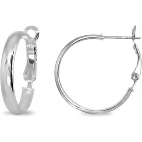 Sterling Silver High Polished 4mm Round Click-Top Hoop Earrings, Choose a Size