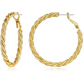 LILIE & WHITE الملتوية أقراط طارة ذهب للنساء مجوهرات Preppy الملتوية هوب أقراط الذهب والمجوهرات للنساء أقراط هيبوالرجينيك in Kuwait