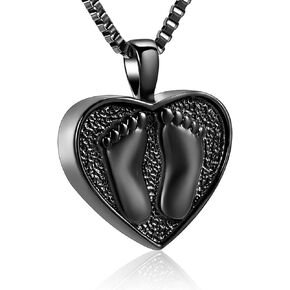 Always In My Heart Baby Feet Ashes Keepsake Urn Pendant Necklace Cremation Urns Memorial Jewelry