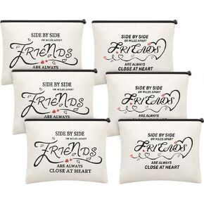 6 Pieces Good Friends Makeup Cosmetic Bags Weekend Trip Gifts Birthday Gifts for Women Portable Makeup Bags Weekend Gifts for Women Travel Retirement Anniversary Present (Classic Style)