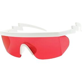 ShadyVEU Semi Rimless 80s Neon Colorful Transparent Rainbow Rave Shades Crooked ZigZag Bolt Arm Retro Sunglasses in Kuwait