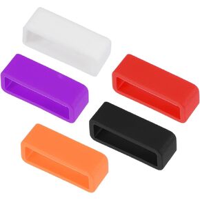 uxcell Watch Band Strap Loops, 16mm Width Rubber Fastener Rings Silicone Watch Holder Keeper for Watch Band 5 Color 10 Pcs