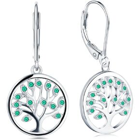 JO WISDOM 925 Sterling Silver Cubic Zirconia Tree of Life Earrings