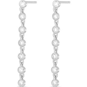 Amazon Essentials Sterling Silver Cubic Zirconia Bezel Linear Drop Earrings (previously Amazon Collection)