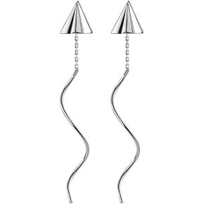 Minimalist Small Paper Airplane Long Threader Earrings Funny Unique Mini Plane Origami Aircraft Flight Path Wave Tassel Dangle Drop Earrings for Women Teen Girls Aviation Traveler Fashion Jewelry Gifts