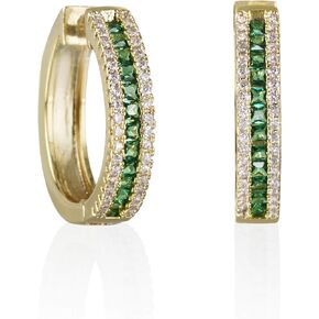 Namana Hoop Earrings for Women with Colored Stones, Silver or Gold Hoop Earrings for Women with Colored Stones, Colorful Earrings for Women, Jewelry Gifts for Women with Gift Box