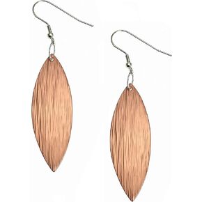 Copper Bark Leaf Drop Earrings - Handmade Copper Earrings - Jewelry Gifts for 7th Wedding Anniversary